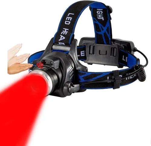 Linterna frontal recargable de 80000 lúmenes, luz roja para caza, súper brillante, linterna LED para cabeza con luz roja, zoom, impermeable, 3