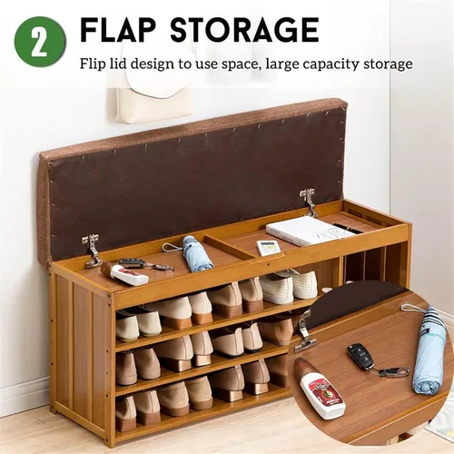 Vista 4 de GRFIT Entryway Shoe Rack Shoe Rack Multifunction Shoe Bench Storage Organizer Shoe Cabinets Entrance with Shoe Changing Stool Household Entryway 80cm