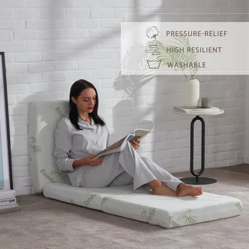 Vista 28 de SINWEEK Colchón plegable de espuma viscoelástica, cubrecolchón plegable de 4 pulgadas, cama de invitados certificada CertiPUR-US con funda