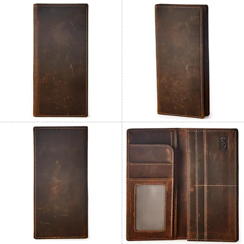 Vista 3 de BRASS TACKS Leathercraft Vintage Top Grain Leather Wallet for Men Gift Box