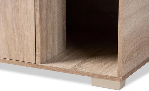 Vista 6 de Baxton Studio Jasper - Caja de arena moderna y contemporánea con acabado de roble de 2 puertas para gatos