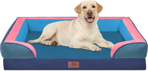 Vista 227 de Comfort Expression - Cama ortopédica para perros medianos de 30x20 pulgadas, cama impermeable de espuma de huevera para mascotas medianas