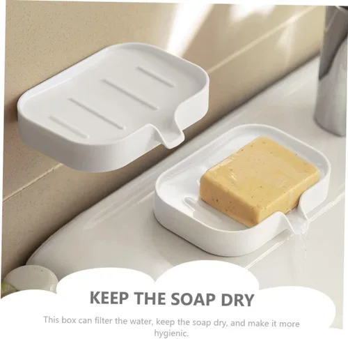 Vista 2 de Alipis Escurridor de jabón Contenedor de plástico Jabonera de viaje Soporte de jabón de plástico Estante de jabón de pared Drenaje resto de jabón