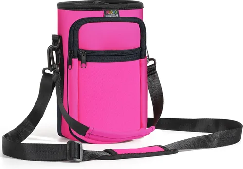 Vista 35 de Bolsa para botella de agua Nuovoware, soporte para botella de agua de 25oz/40oz/64oz, correa de mano ajustable, 2 bolsillos de neopreno, accesorios