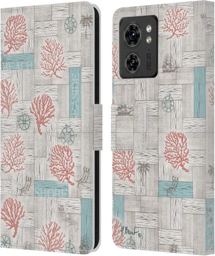 Head Case Designs Officially Licensed Paul Brent Coral Azul Coastal Leather Book Wallet Case Cover Compatible with Motorola Moto Edge 40