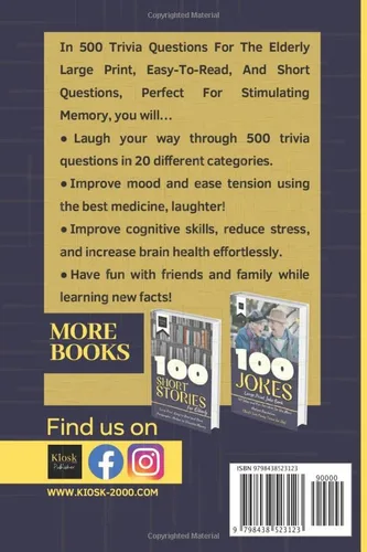 Vista 2 de 500 Trivia for Elderly Large print, Easy to Read and Short Questions, Perfect for Stimulate Memory (Trivia for seniors)