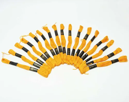 Vista 5 de 25 piezas de hilo de algodón amarillo costura madeja bordado cruz costura