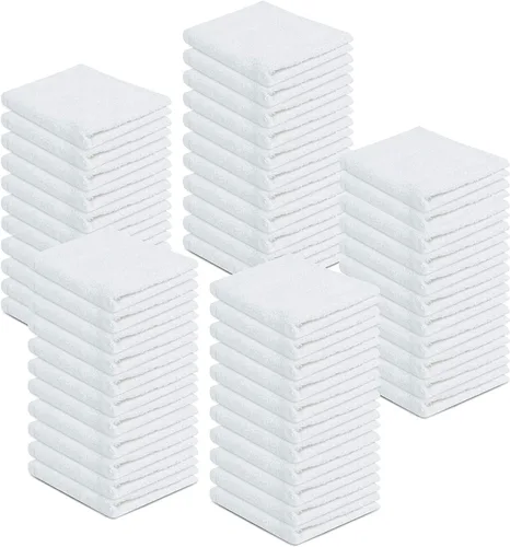 Vista 11 de Toallas 100% Algodón de Rizo Paños de Limpieza Paquete de 50 (30x30 Centímetros) Toallas de Algodón de Rizo Blancas Toallas de Barra Blancas