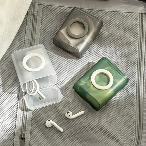 Vista 4 de 3Pcs Travel Cable Storage Box With Phone Holder 7.8x4.9x9.3cm Cord Organiser For Adapter USB Storage Case