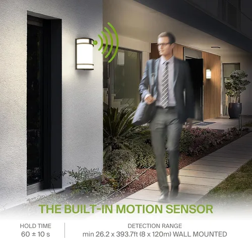 Vista 3 de ASD Lámpara LED de montaje en pared para exteriores e interiores de 10 pulgadas con sensor de movimiento, iluminación de pared negra, 15 W, 120-277