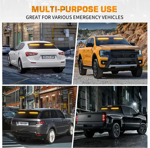 Vista 6 de Barra de luces estroboscópicas 2 en 1 para asesor de tráfico de emergencia, advertencia de peligro de seguridad, luces interiores para parabrisas