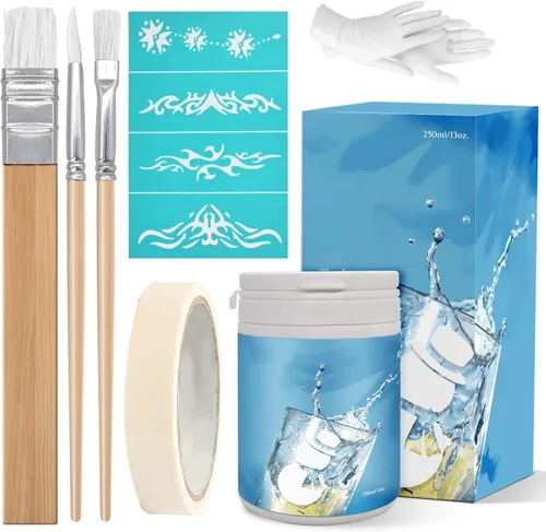 Vista 8 de (13 oz) Art Etch Starter Cream para vidrio para diseños intrincados, crea diseños impresionantes en superficies de vidrio, suministros