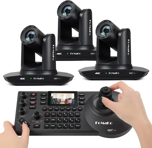 FoMaKo Cámara PTZ 4K 20X HDMI con NDI y AI de seguimiento automático PTZ, para eventos de conferencias de educación de adoración de la iglesia,