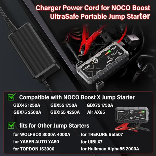 Vista 3 de Cargador de arranque USB C de 65 W apto para NOCO Boost X GBX45 Cable de alimentación Adaptador de CA para NOCO Portable Jump Starter 1250A GBX55
