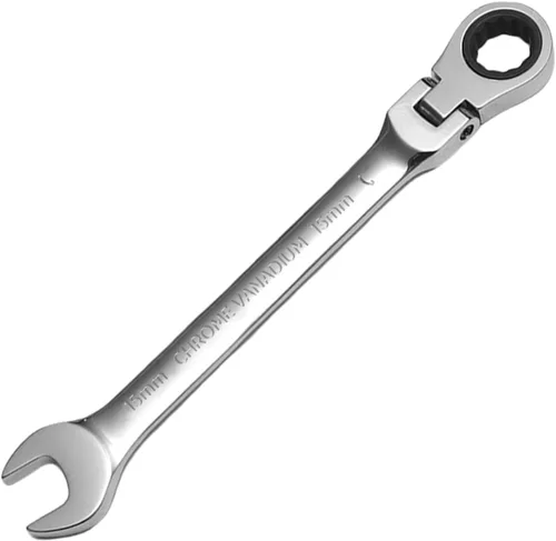 Vista 19 de WISEUP - Llave de trinquete CR-V forjada, llave de trinquete de cabeza flexible de 10 mm, llave de diseño industrial de doble uso, herramientas