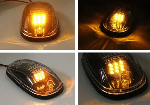 Vista 2 de iJDMTOY 5 luces LED ámbar para techo de cabina compatibles con camiones SUV 4x4 (lámparas de lente transparente)