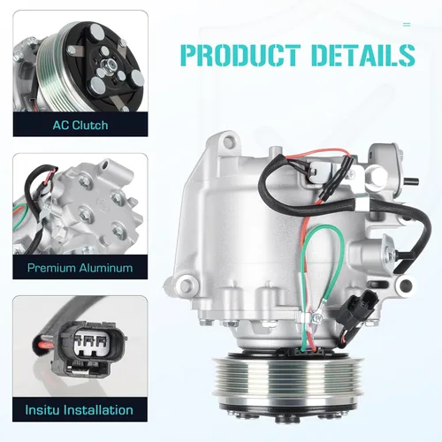 Vista 2 de Compresor de CA con embrague de A/C para Honda Civic 1.8L 2012 2013 2014 2015 (modelo Exc Si), se adapta a Acura ILX 2.0L 2013 2014 2015, CO 9779C