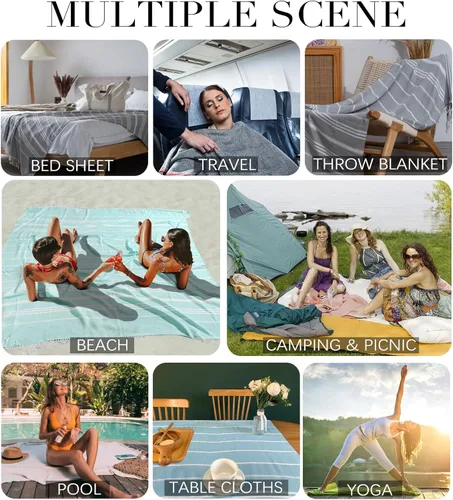 Vista 2 de Toalla de playa turca gigante extra grande, manta de algodón bohemia, toalla de piscina, toalla de nube de secado rápido, microfibra sin arena