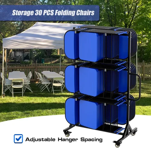Vista 2 de Silla plegable y carrito de mesa, capacidad de peso de 400 libras, silla plegable Dolly Maximiza el uso del espacio vertical, 4 piezas, ruedas