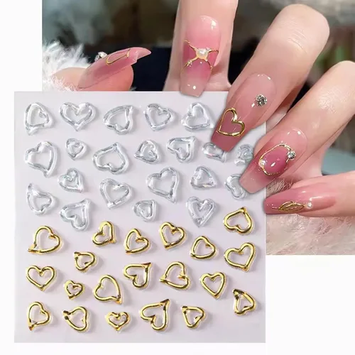Vista 2 de SILPECWEE 6 hojas de calcomanías de arte de uñas en relieve dorado 5D, marco geométrico irregular, diseño de calcomanías huecas para uñas
