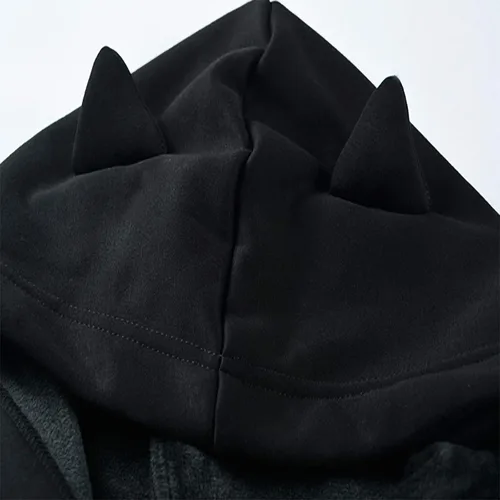 Vista 6 de ZJRXM Sudadera con capucha para mujer, de manga larga, estilo gótico, informal, con encaje, para adolescentes y niñas.