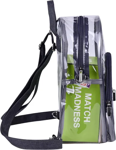 Vista 8 de Mochila pequeña aprobada por el estadio mini mochila transparente para niñas Negro Mini Mochilas Daypack