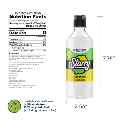 Vista 2 de SodaStream® Starry Zero® New Pour Bottles - Mezcla de bebidas de 14.9 onzas líquidas (paquete de 4)