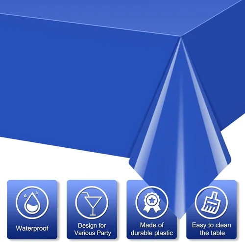 Vista 3 de 3 Pack 4th of July Tablecloths, Red White and Blue Disposable Plastic Tablecloth, Rectangle Table Cover for Independence Day Memorial Day Veterans