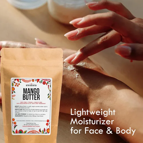 Vista 8 de Mantequilla de mango cruda - Hidratante 100% natural para la piel y el cabello - Uso con karité en mantequilla corporal batida de bricolaje, loción