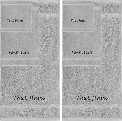 Vista 121 de Juego de Toallas Personalizadas con Texto Bordado - Paquete de 2 Sábanas de Baño de Algodón Turco Altamente Absorbentes y Súper Suaves para Spa