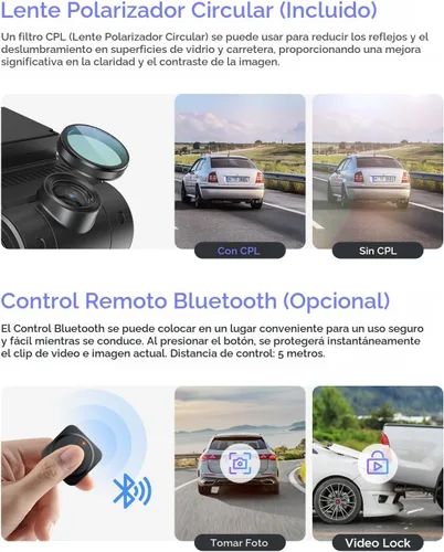Vista 7 de VIOFO A229 Pro 4K HDR Dash Cam, Dual STARVIS 2 IMX678 IMX675, 4K+2K Cámara frontal y trasera para automóvil, 2 canales con HDR, control de voz, WiFi