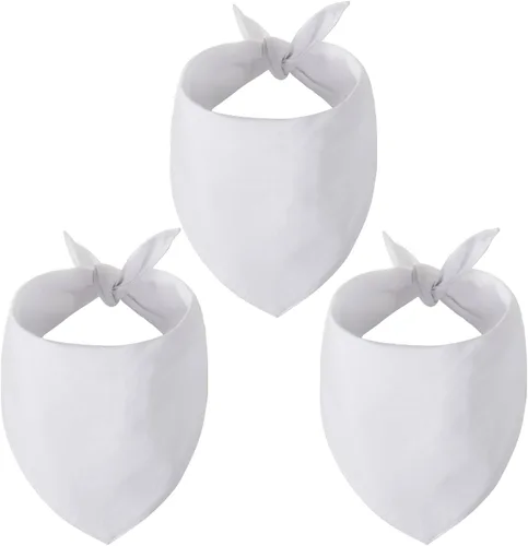Bandanas en blanco para perros pequeños, 3 unidades, bufanda triangular blanca sólida de algodón de primera calidad, diseño personalizado de
