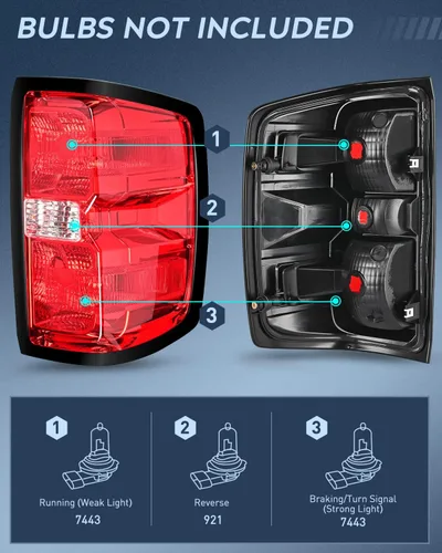 Vista 5 de Ensamble de luz trasera Nilight para Chevy Silverado 1500 2014 2015 2016 2017 2018 2019 2500HD 3500HD 2015-2019 GMC Sierra 3500HD 2019 Silverado