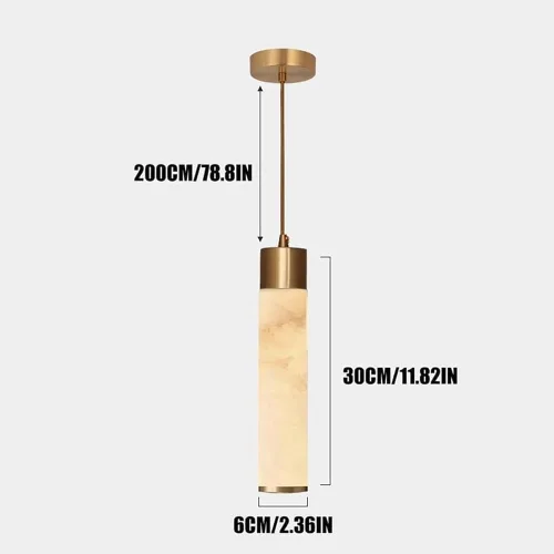 Vista 4 de Nordic Retro Marble Pendant Lights, Modern 2 Pack Full Copper Ceiling Hanging Lighting, 3000K Warm Light Chandeliers for Kitchen Island Dining Room