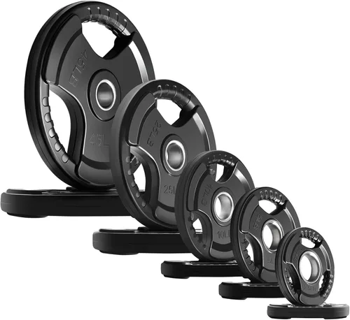 Vista 23 de RitFit Weight Plates for Barbell, 2-Inch Olympic Rubber Grip Plates for Weightlifting and Strength Training in Home & Gym, Single, Pair and Sets