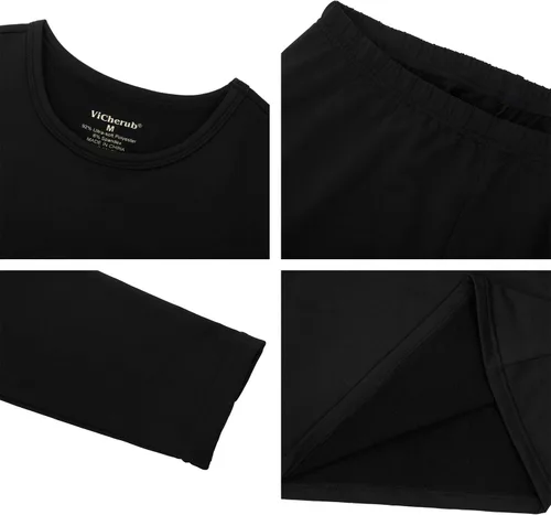 Vista 6 de ViCherub Thermal Underwear Set for Women Long Johns Base Layer Fleece Lined Top Bottom