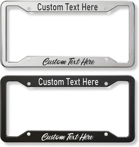 Vista 8 de Marco de placa personalizado de metal, soporte de placa de aluminio inoxidable para la parte delantera o trasera, accesorios exteriores para Negro