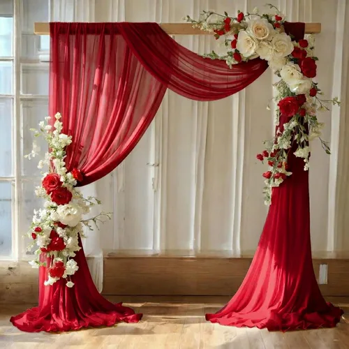 Vista 21 de MDS Paquete de 1 panel de cortina de arco de boda (30 pulgadas de ancho x 20 pies de largo) tela de gasa transparente para boda, ceremonia