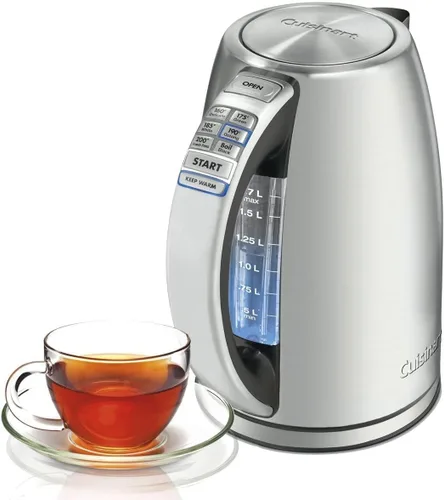 Vista 3 de Cuisinart Hervidor eléctrico inalámbrico de acero inoxidable de 1.7 litros con 6 temperaturas preestablecidas y batidora de mano HM-50 Power