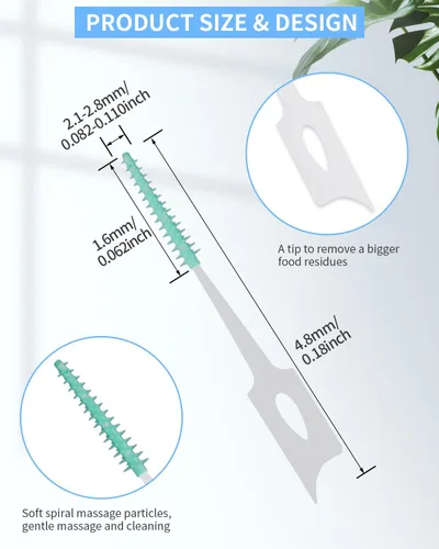 Vista 4 de Juego de cepillos suaves de ortodoncia, 70 cepillos interdentales, 50 púas de dientes para limpieza oral de dientes, con 20 palillos de dientes