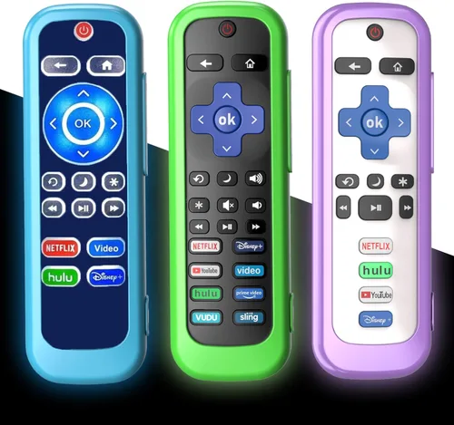 Vista 10 de Paquete de 3 fundas para control remoto de Roku, cubierta de batería para TCL Smart TV Streaming Stick, funda protectora de silicona