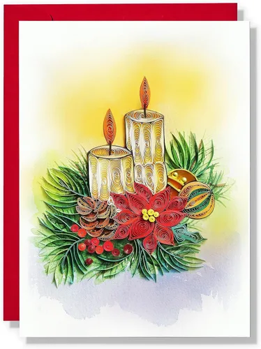 Tarjeta de Navidad con velas, tarjeta de felicitación de flores de Navidad, para mamá, papá, abuela, amigo, jefe, compañero de trabajo