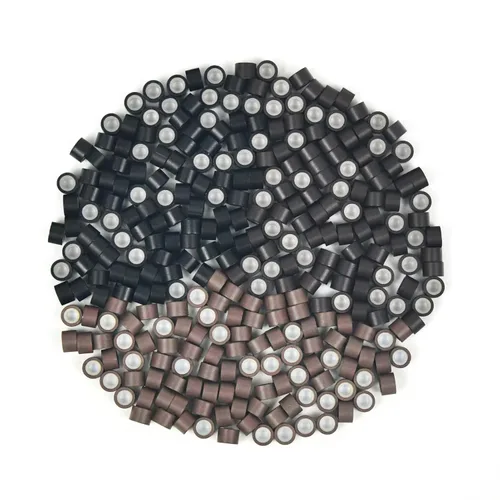 Vista 42 de Vlasy 100 Piezas Cuentas de Nano Anillo con Forro de Silicona para Extensiones de Cabello Humano con Nano Anillo 5 Colores Opcionales (Negro)