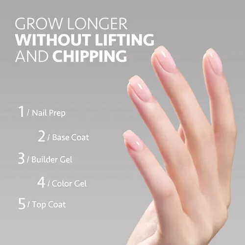 Vista 4 de GAOY - Gel de construcción para uñas, fortalecedor de uñas de 16ml en una botella, gel duro para extensión de uñas, esmalte de uñas de secado al UV