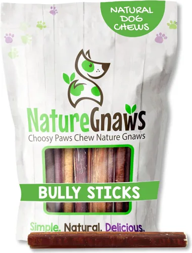 Vista 10 de Nature Gnaws Bully Stick Bites para perros pequeños de 2 a 4 pulgadas (8 onzas), de larga duración para masticadores ligeros y cachorros, golosinas