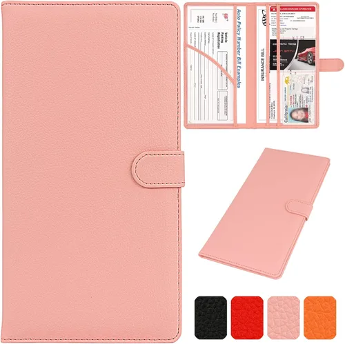 Vista 13 de Soporte para Registro de Auto y Seguro, Organizador de Guantera de Vehículo de Cuero con Cierre Magnético para Documentos, Tarjetas, Licencia