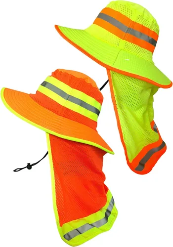 Vista 19 de Sombrero de sol reflectante de alta visibilidad para hombre con solapa para el cuello de ala ancha Boonie Hat Bucket Cap