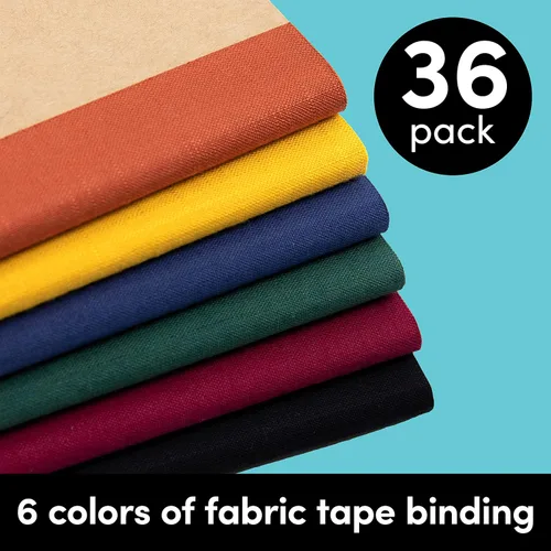 Vista 2 de PAPERAGE Paquete de 36 cuadernos de composición, 120 páginas, cubierta de papel kraft con lomo de tono de joya, papel rayado con rayas