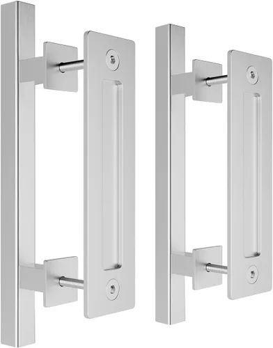 Vista 9 de SMARTSTANDARD - Set de manijas resistentes para puerta de granero, 12 pulgadas, diseño rústico grande con dos lados, para puertas, garajes, Negro