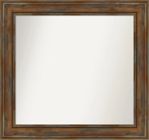 Vista 193 de Amanti Art Espejo de baño marrón para sobre el fregadero, 27 x 48 pulgadas, espejo de tocador rectangular con riel rústico, marco de madera rústica